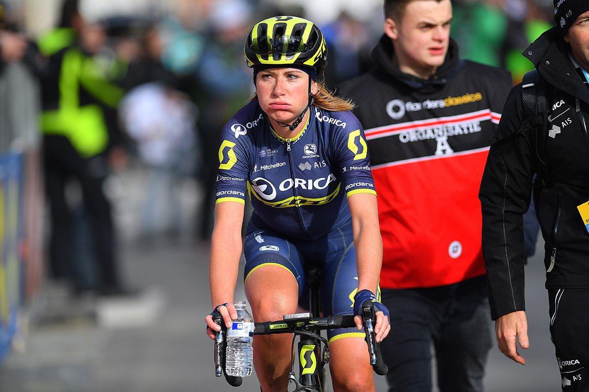 Annemiek van Vleuten after her third-place finish at the Omloop Het Nieuwsblad