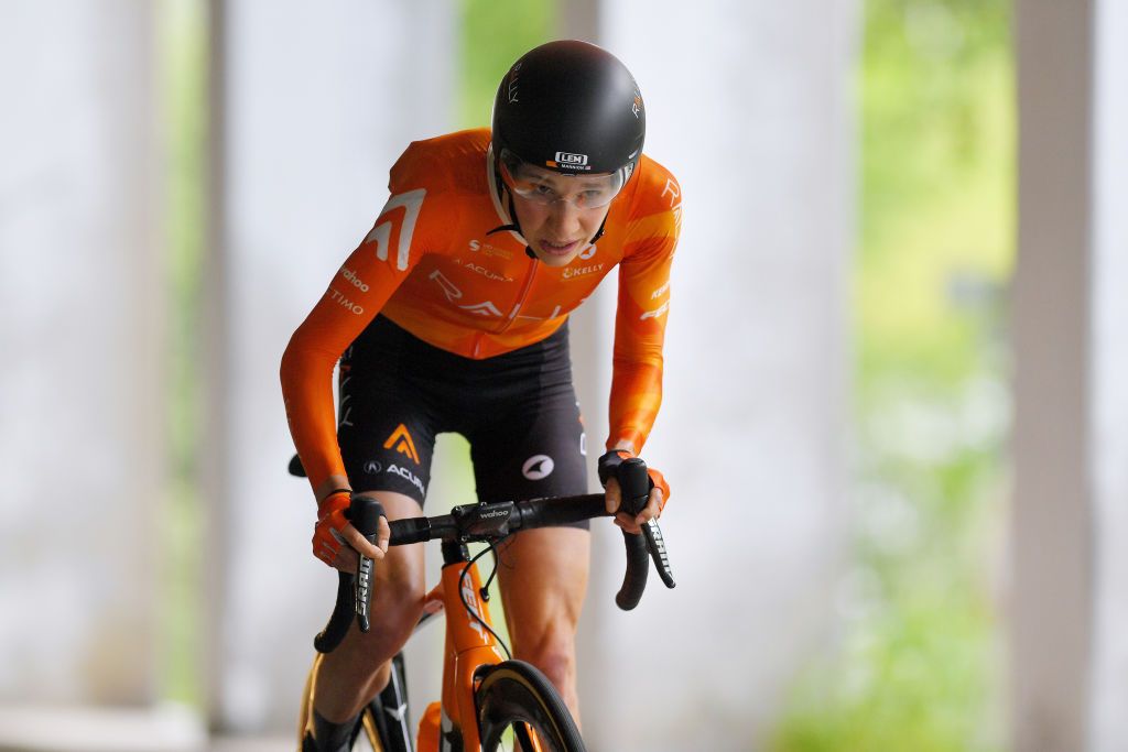 CASCATE DEL TOCE ITALY JULY 05 Clara Koppenburg of Germany and Team Rally Cycling during the 32nd Giro dItalia Internazionale Femminile 2021 Stage 4 a 112km Individual Time Trial from Fondovalle to Cascate Del Toce 1714m ITT GiroDonne UCIWWT on July 05 2021 in Cascate Del Toce Italy Photo by Luc ClaessenGetty Images