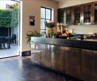 black and bronze kitchen