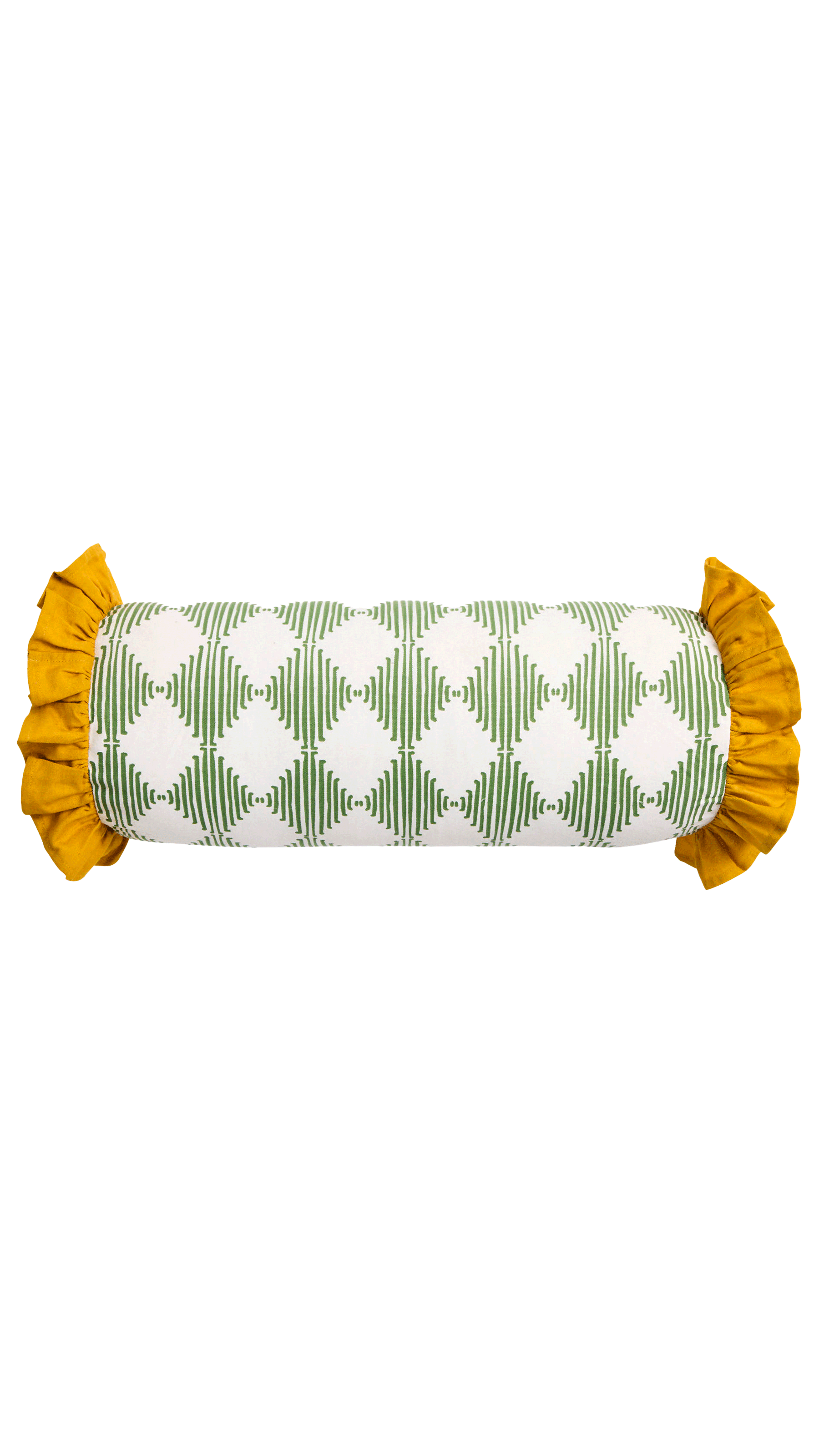 Habitat Harlequin Printed Bolster Cushion Green at Argos against a white background