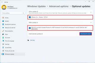 Optional updates page download driver updates