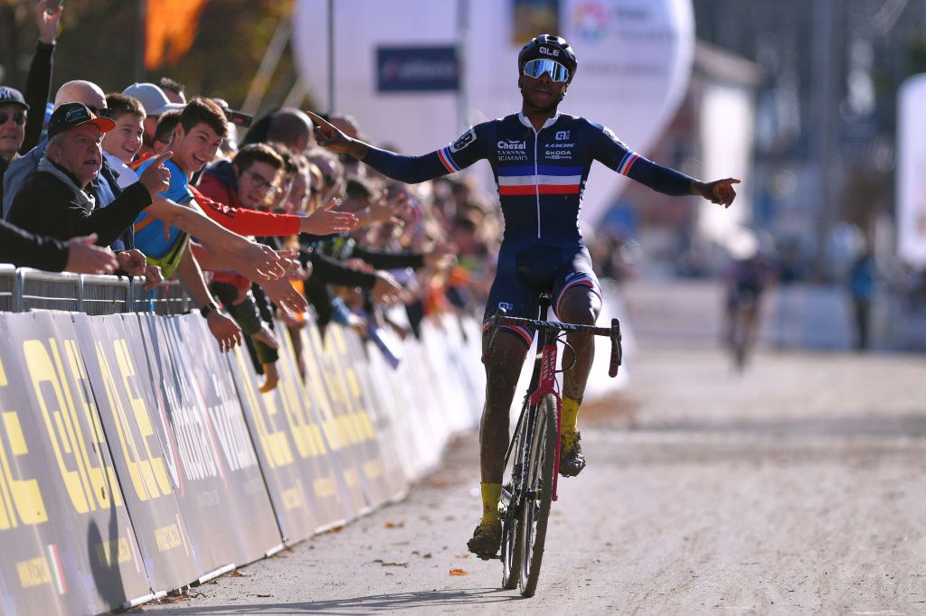 Crispin celebrates victory in the U23 men's race