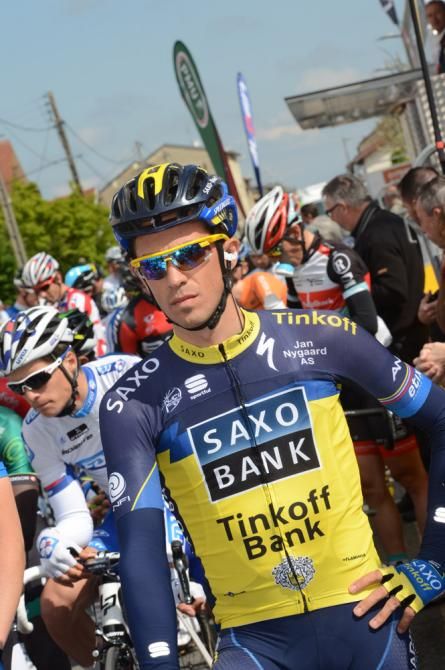 Alberto Contador (Saxo-Tinkoff) on the start line in Amb&eacute;rieu-en-Bugey