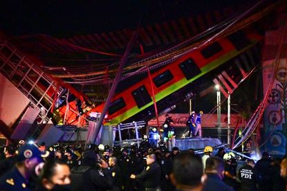 Mexico City metro rail overpass collapses