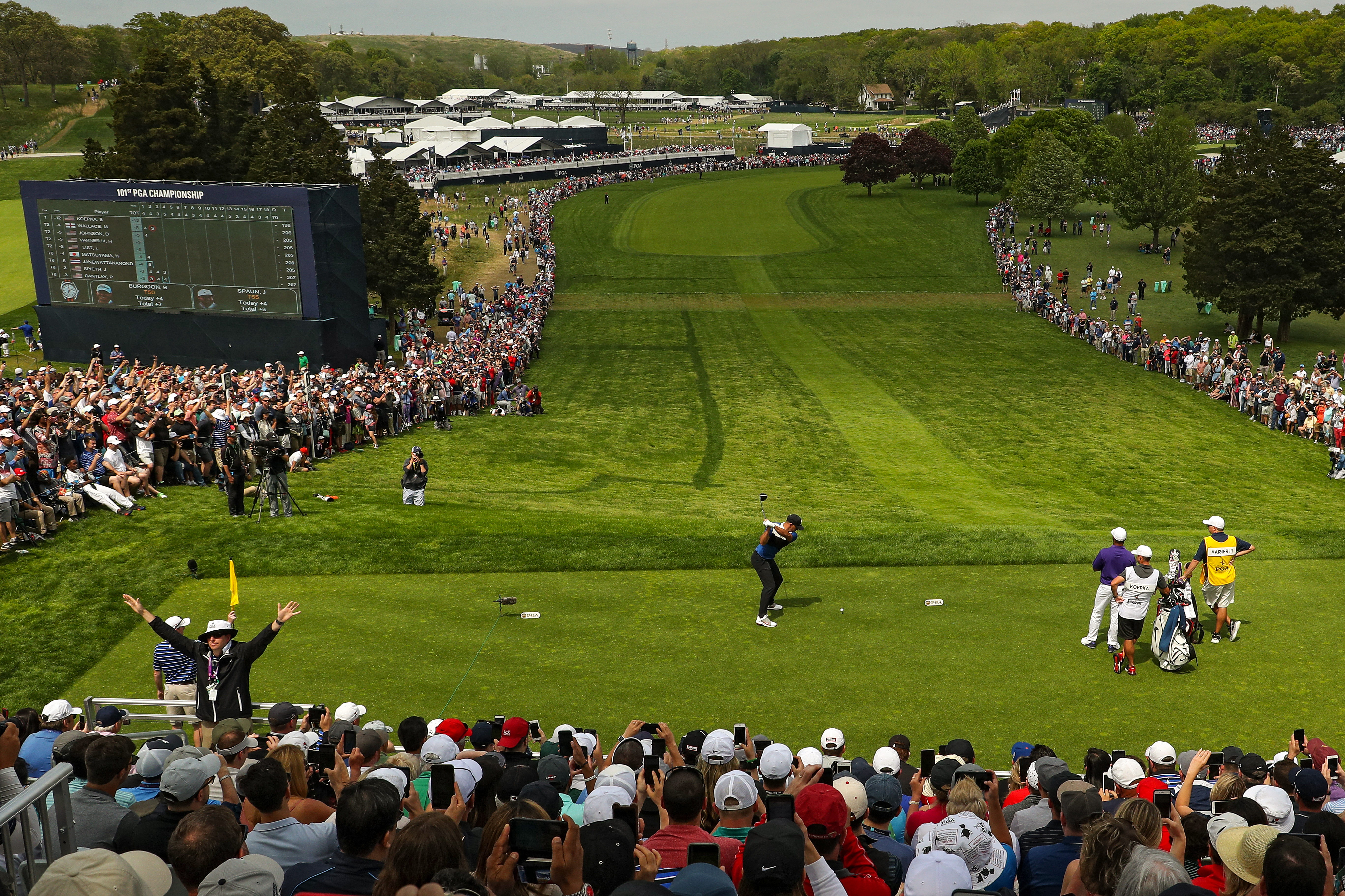 Brooks Koepka at the top of his backswing at the 2019 PGA Championship