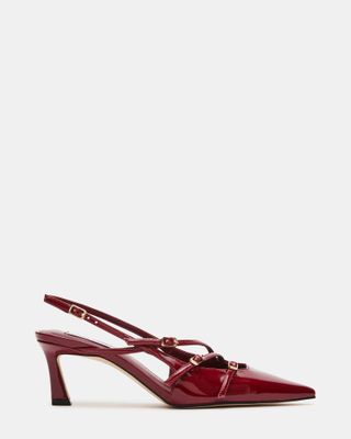 Liana Wine Patent Slingback Pointed Toe Low Heel | Women's Heels – Steve Madden