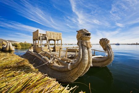 Reed Boat In Lake Titicaca, Peru