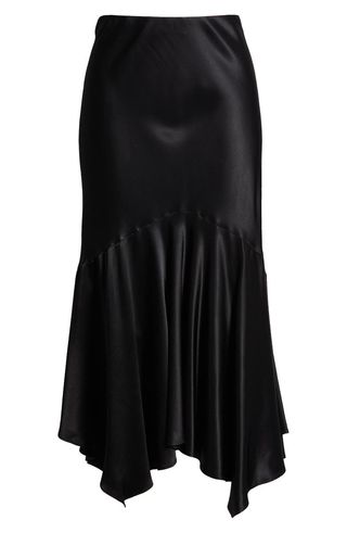 Edwina Asymmetric Satin Midi Skirt