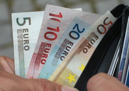 Euros in a wallet.