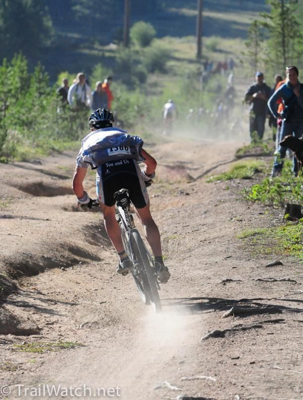 The descent below the powerline was full of dangerous ruts.