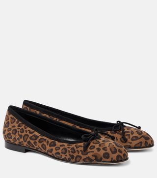 Manolo Blahnik, Verallii Lleopard-Print Suede Ballet Flats