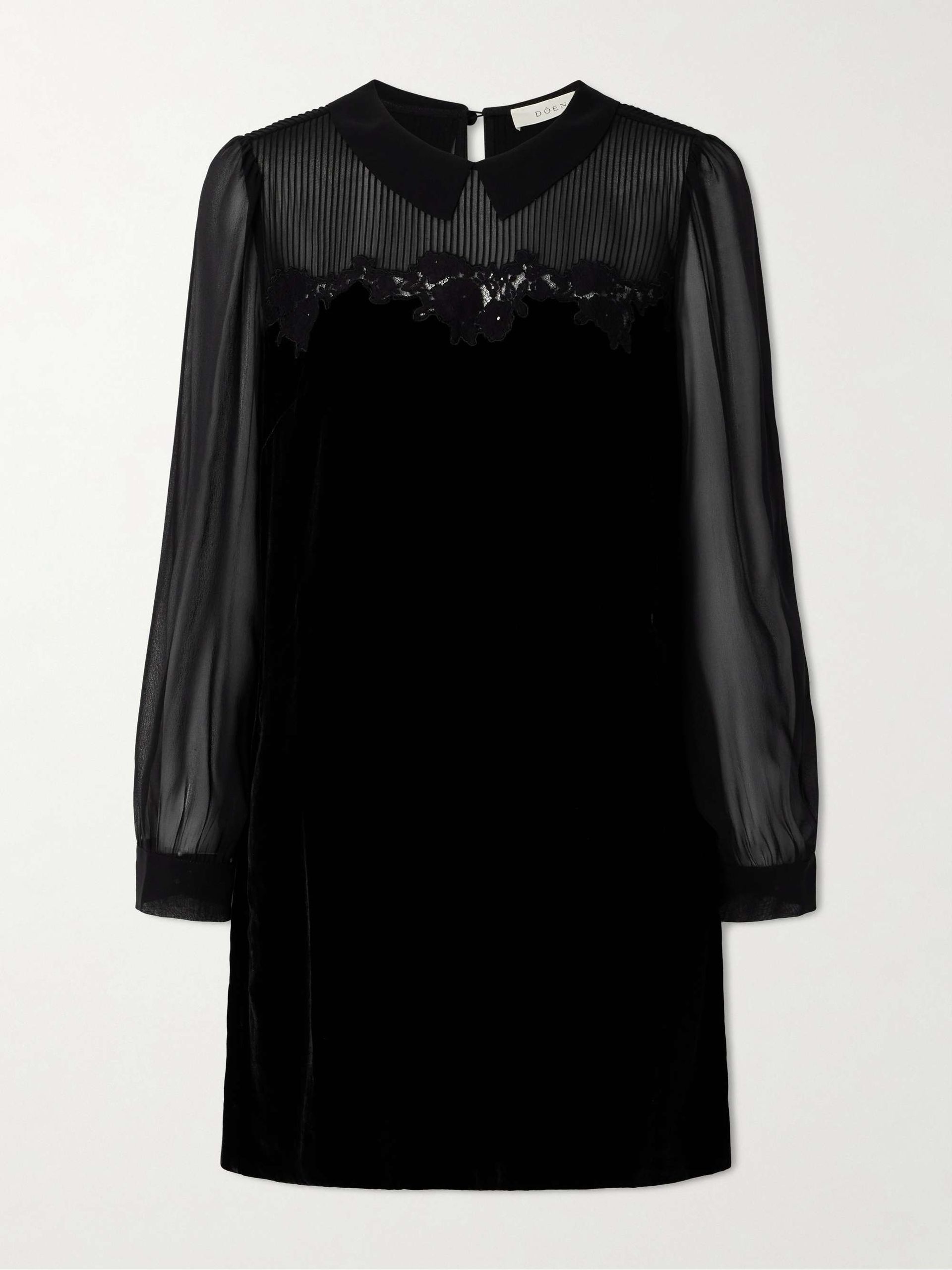 Madelynne Corded Lace and Silk Chiffon-Trimmed Velvet Mini Dress