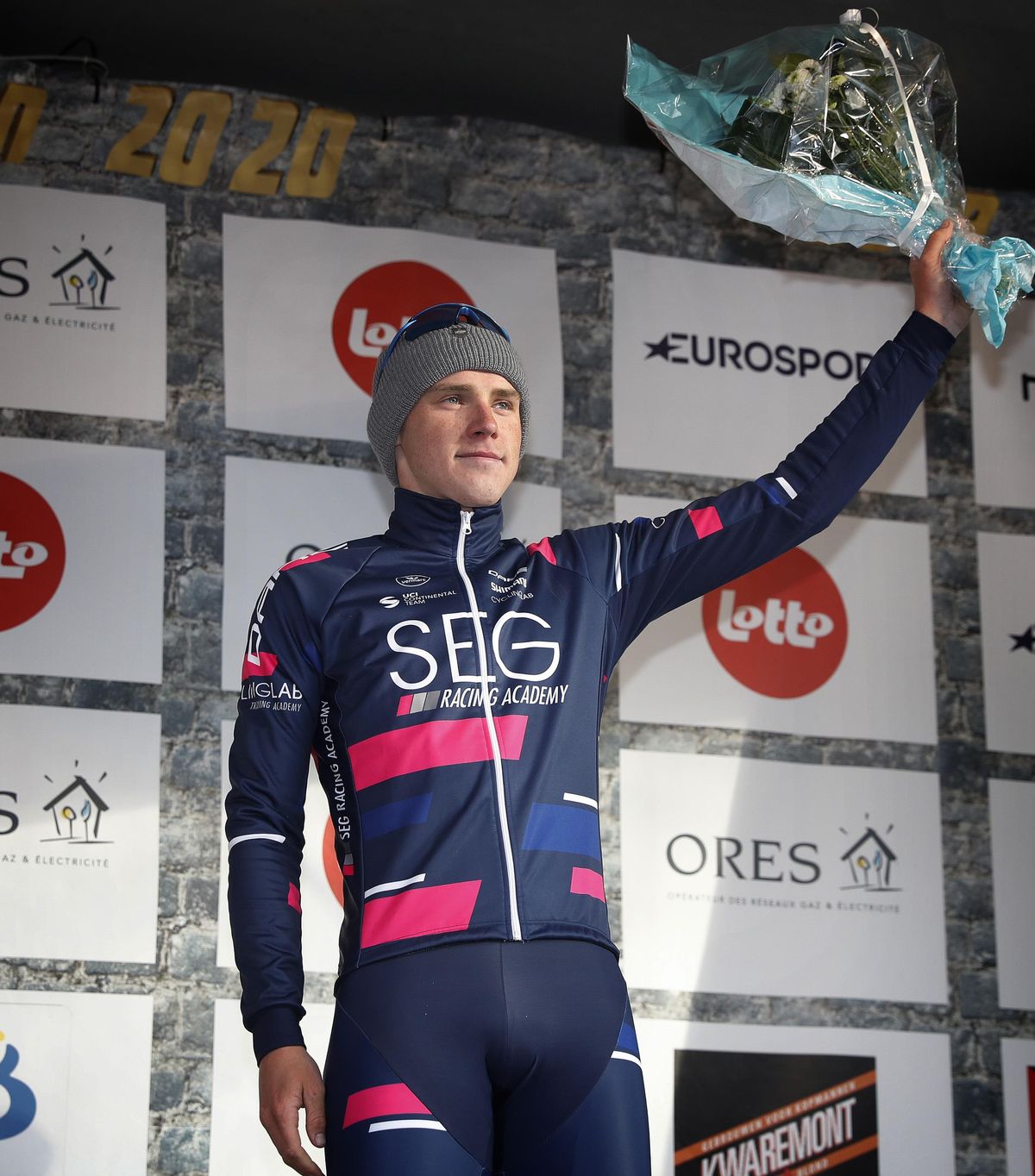 Dekker on the podium at Le Samyn