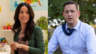 Louisa teaching her students and Martin reluctantly gardening in Fox's Best Medicine