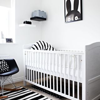 White nursery with black accents