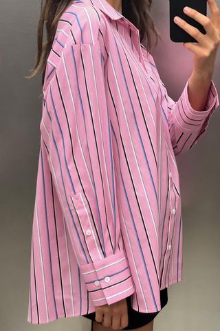 Pink striped oversized shirt