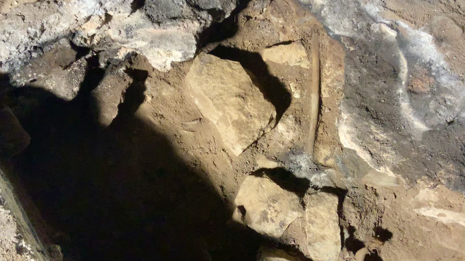 A photo of where the ritual sticks were found in the cave