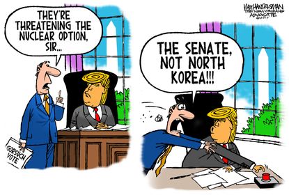 Political Cartoon U.S. Trump SCOTUS Gorsuch Senate Nuclear option North Korea