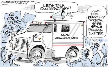 Editorial Cartoon U.S. Berkeley Ann Coulter speaker conservatives free speech