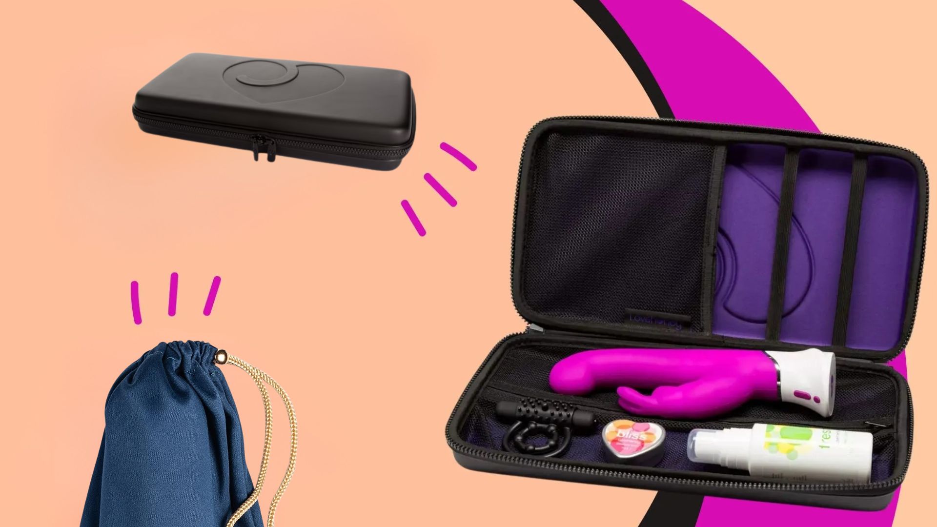 Three sex toy storage cases and bags from Amazon and Lovehoney