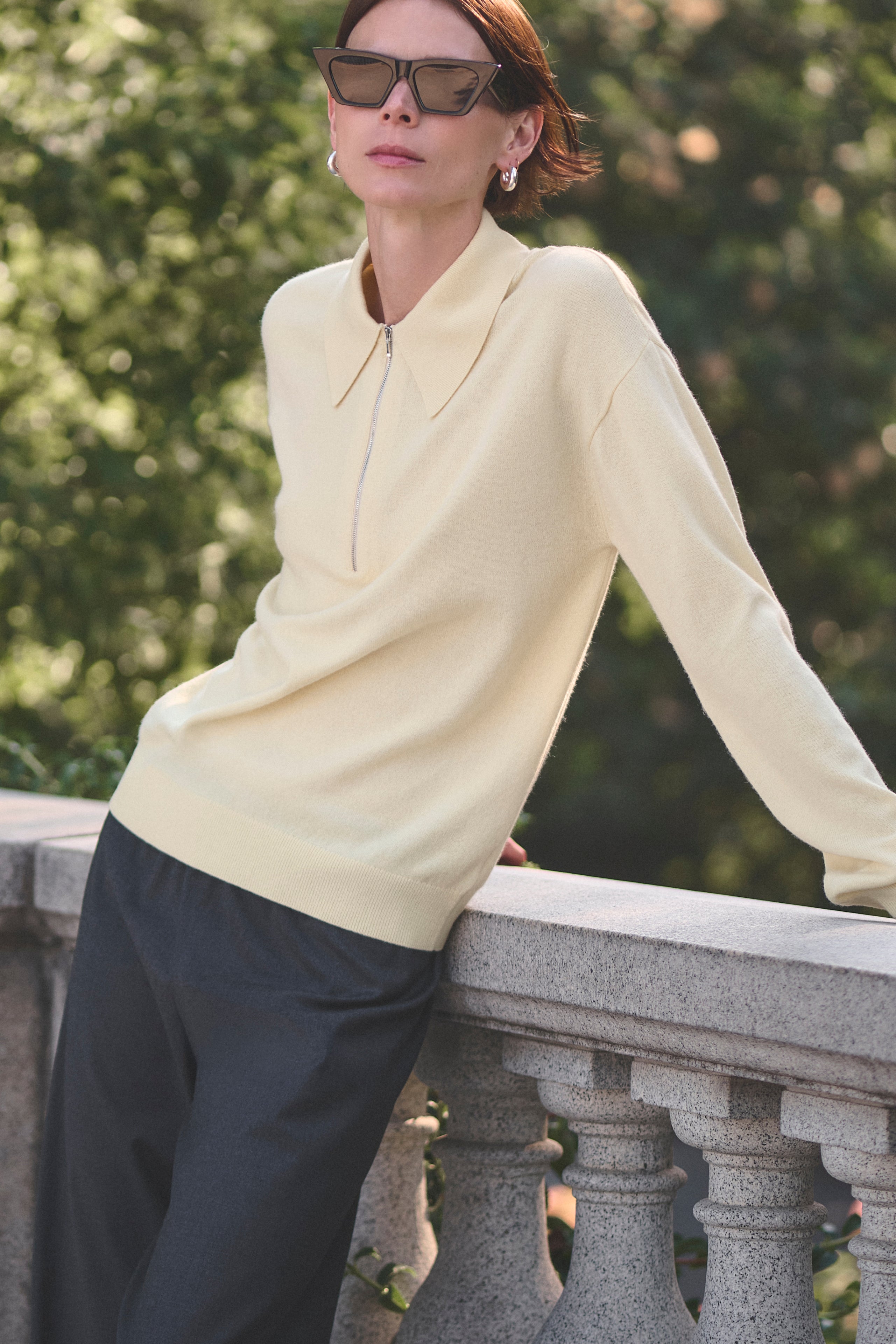 The Cashmere Zip Polo in Butter