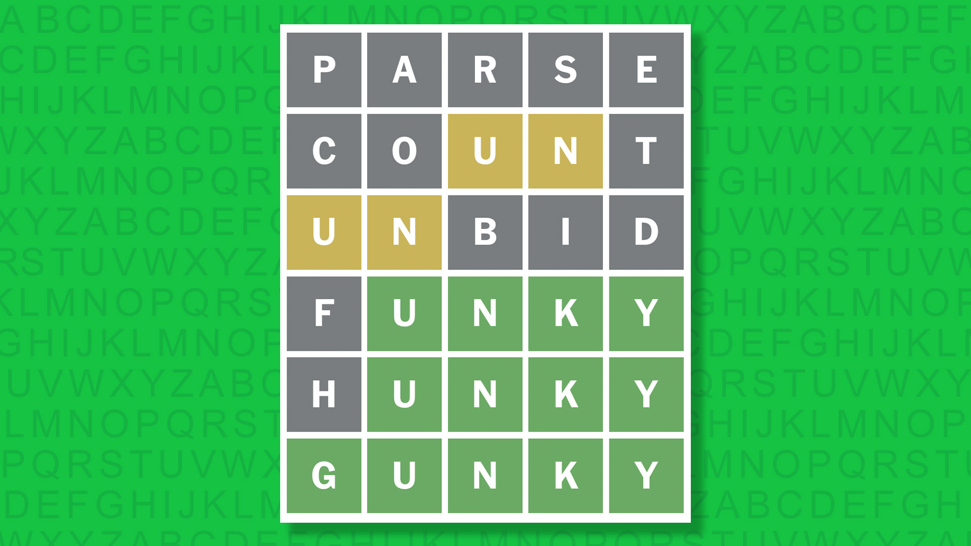 NYT Wordle answer for game 1721 on a green background