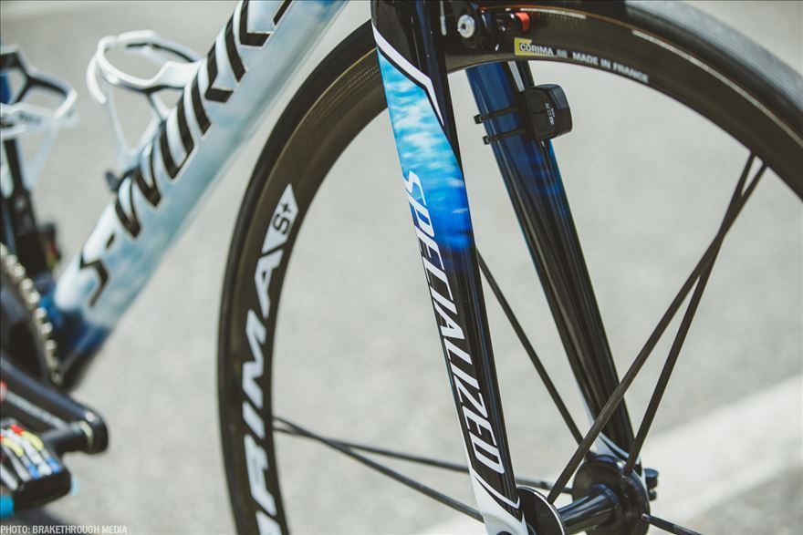 A flash of blue on the forks