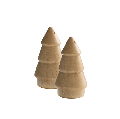 Maple Wood Christmas Tree Salt & Pepper Shakers
