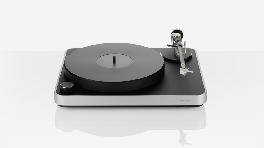 The Clearaudio Concept record player in black and silver