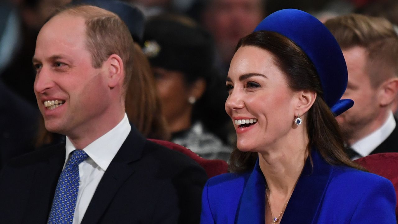 Catherine, Duchess of Cambridge and Prince William, Duke of Cambridge attend the Commonwealth Day service ceremony at Westminster Abbey on March 14, 2022 in London, England.