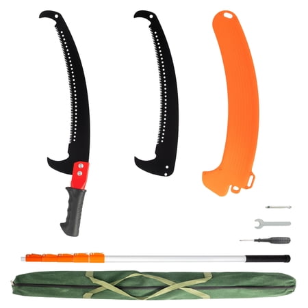 Ktaxon 12ft Manual Pole Saw, Telescoping Tree Trimmer With Carbon Steel Blade, Ladder-Free Pruning, Orange