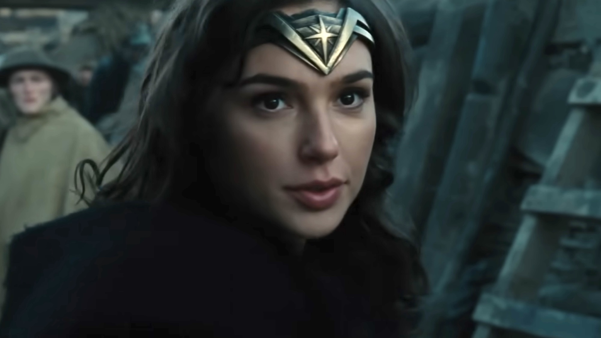 Diana in Wonder Woman before fighting in No Man's Land. 