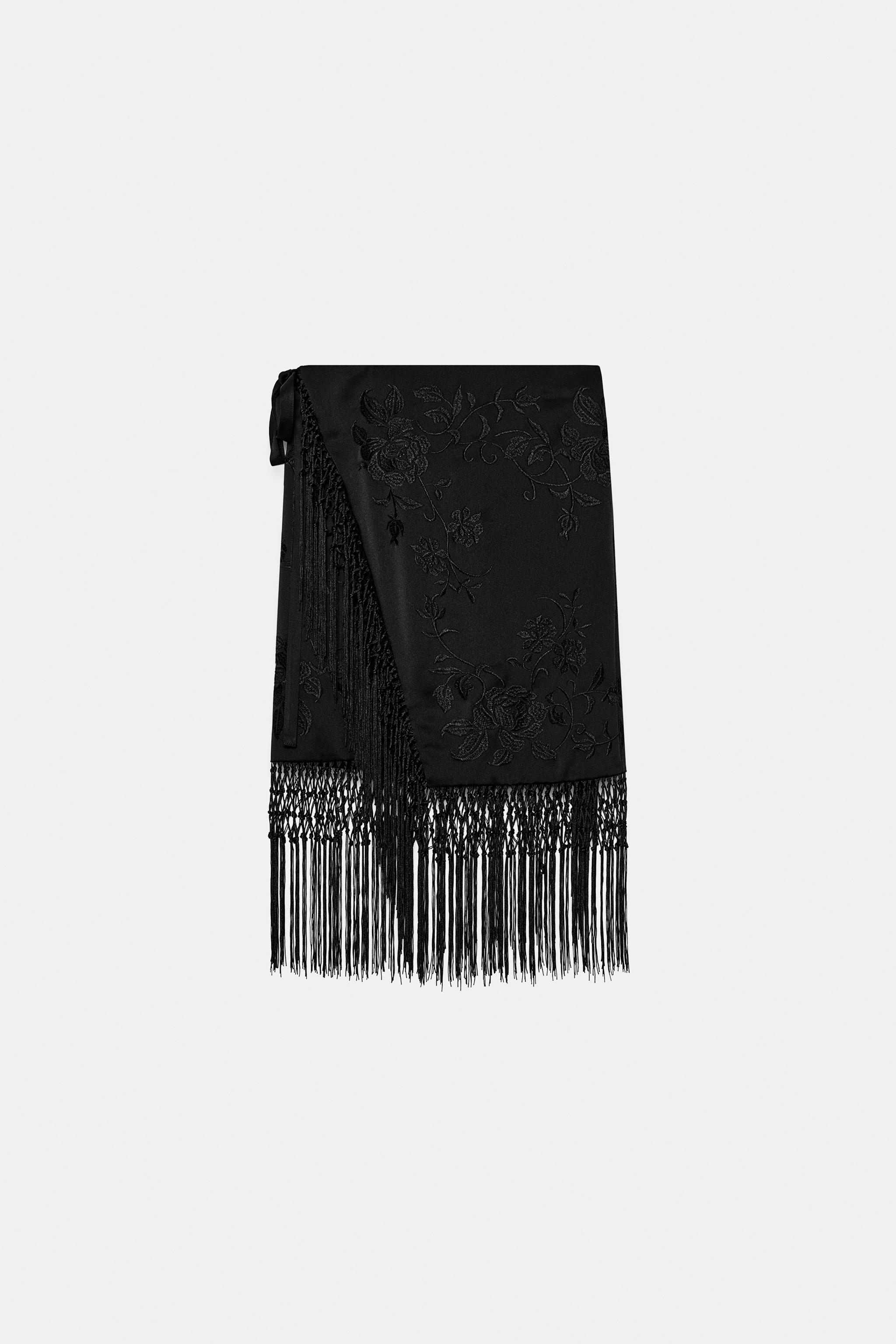 Zw Collection Embroidered Fringe Skirt