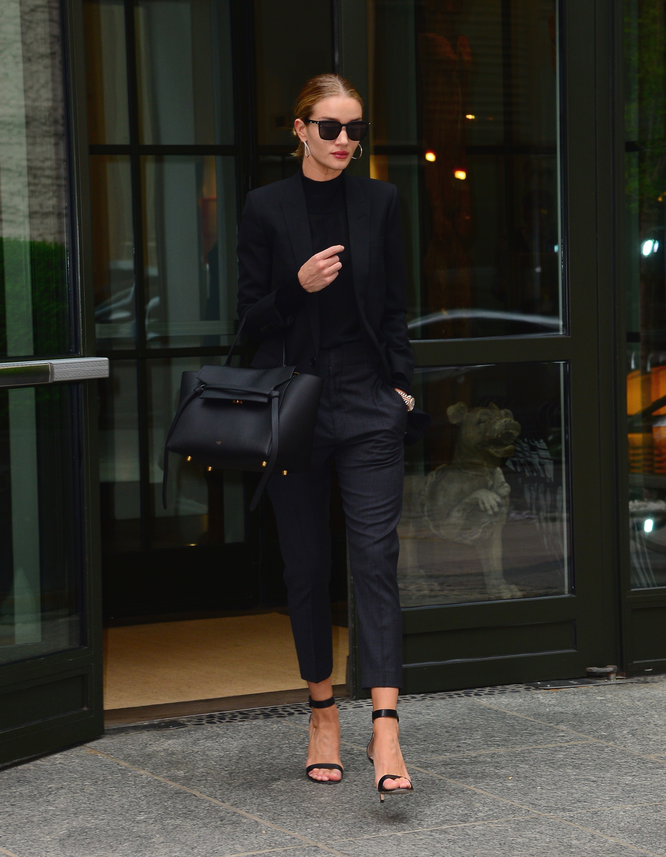 An image of Rosie Huntington-Whiteley carrying a Celine bag while in New York in 2016.