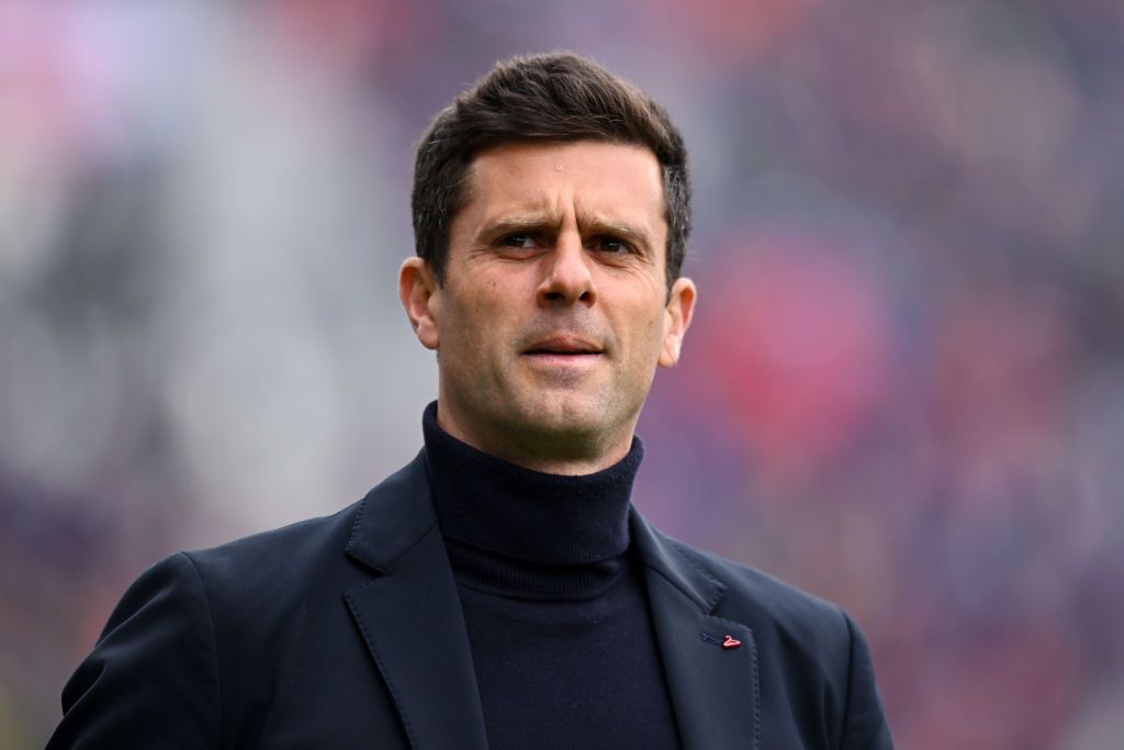 Potential Liverpool manager Thiago Motta, Head Coach of Bologna FC, looks on prior to the Serie A TIM match between Bologna FC and US Salernitana at Stadio Renato Dall&#039;Ara on April 01, 2024 in Bologna, Italy. 