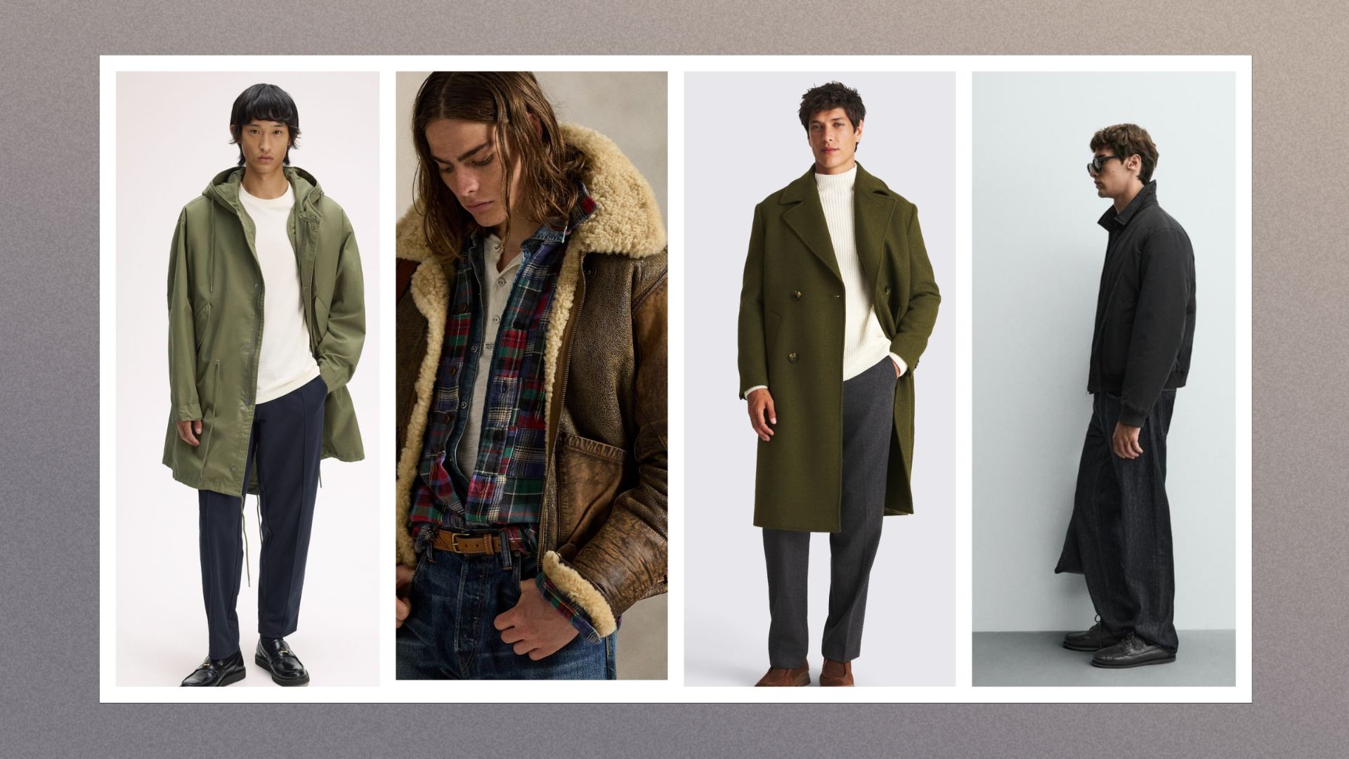 Four jackets sliced together to make one photo 