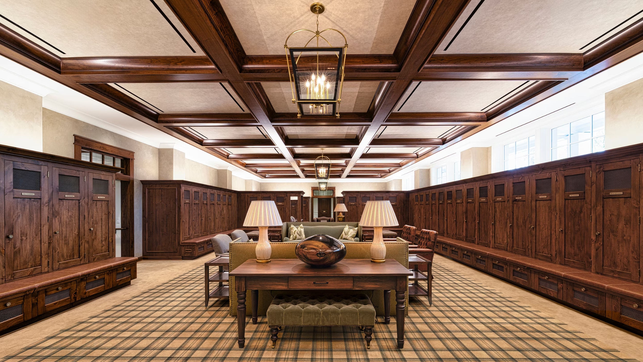 The locker room of the Augusta National Player Services Building