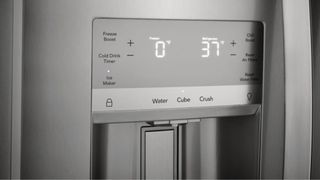 A close-up of a Frigidaire ice maker