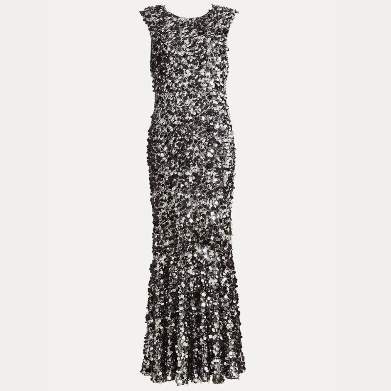 black silver sequin maxi dress