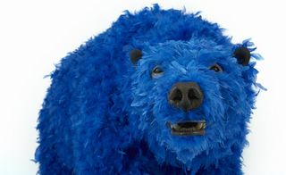 Blue coloured bear at Paola Pivi exhibition, New York