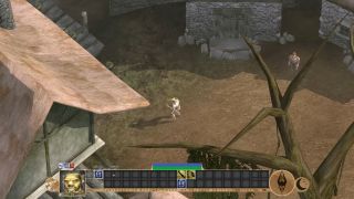 Morrowind's starting town of Seyda Neen as seen from above