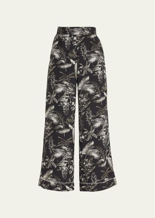 Porcelain Floral Print Flare Pajama Trousers