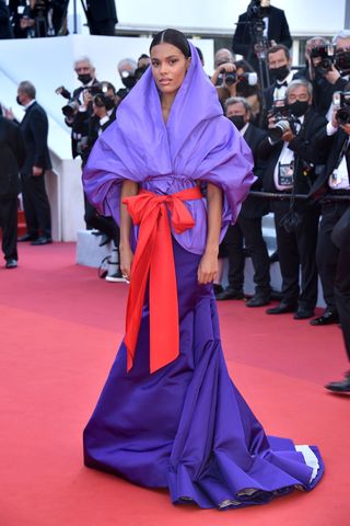Tina Kunakey attends the "Benedetta" screening during the 74th annual Cannes Film Festival on July 09, 2021.