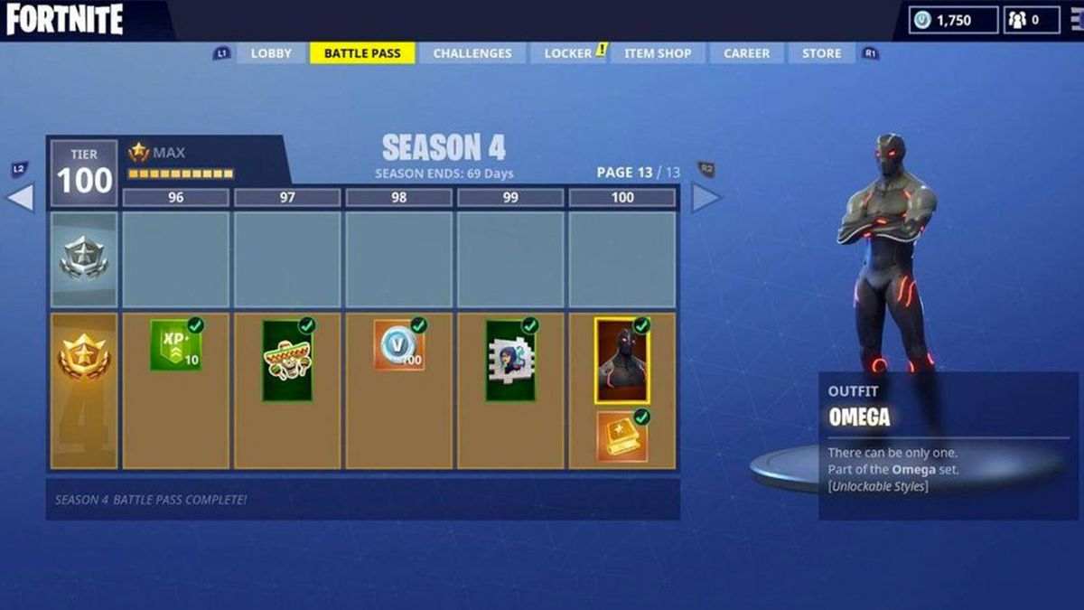 The Fortnite Season 4 Tier 100 Challenge reward is basically Black ...