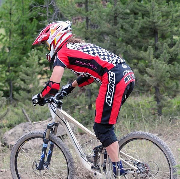 Elke Brutsaert (Durango Devo) heads downhill