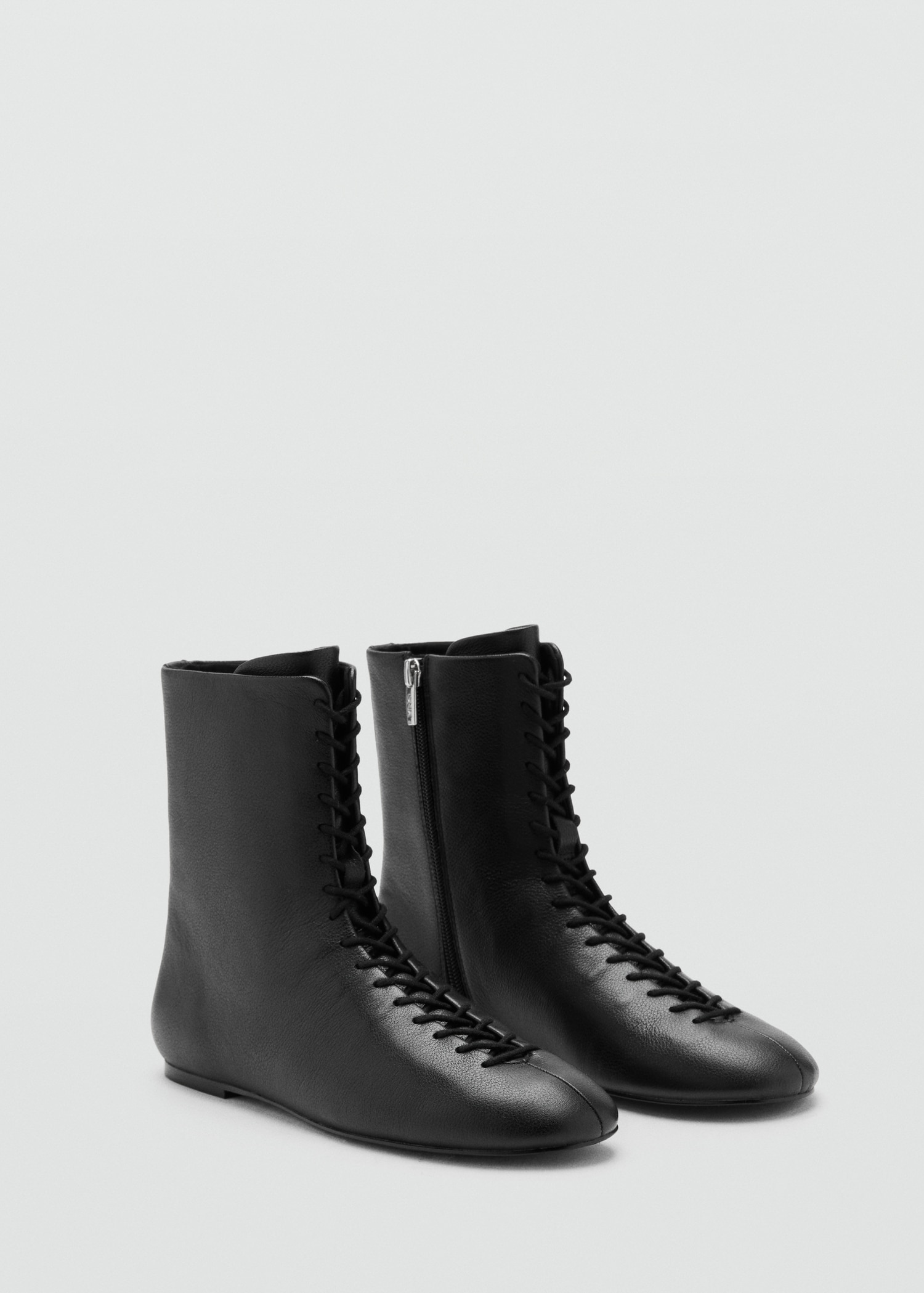 Lace-Up Leather Ankle Boots - Women | Mango United Kingdom