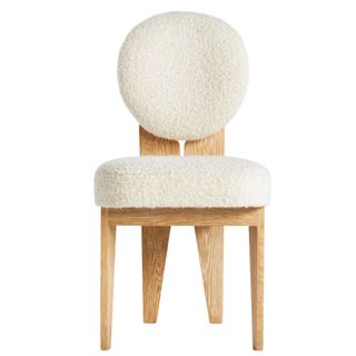 Boucle dining chair with wood