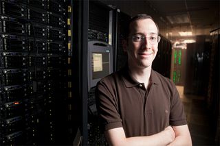 This photo was taken in the Cornell Center for Advanced Computing's (CAC) server room. Scott Golder used the resources of the CAC to store and process data from Twitter.