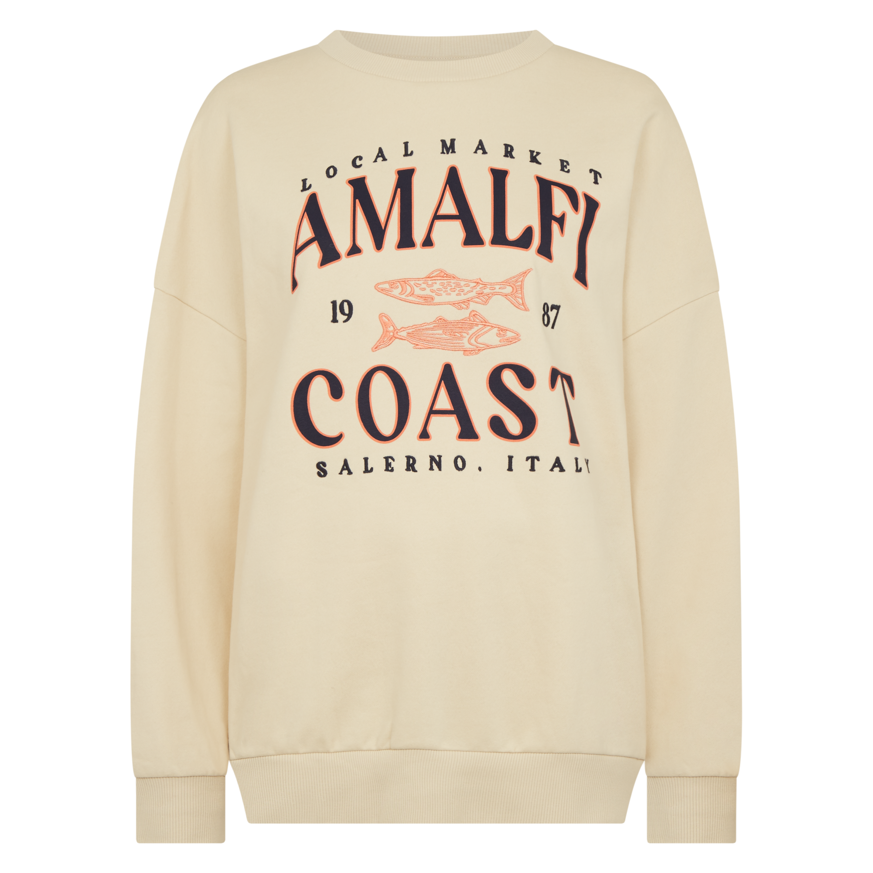 Cream sweatshirt with Amalfi Coast print