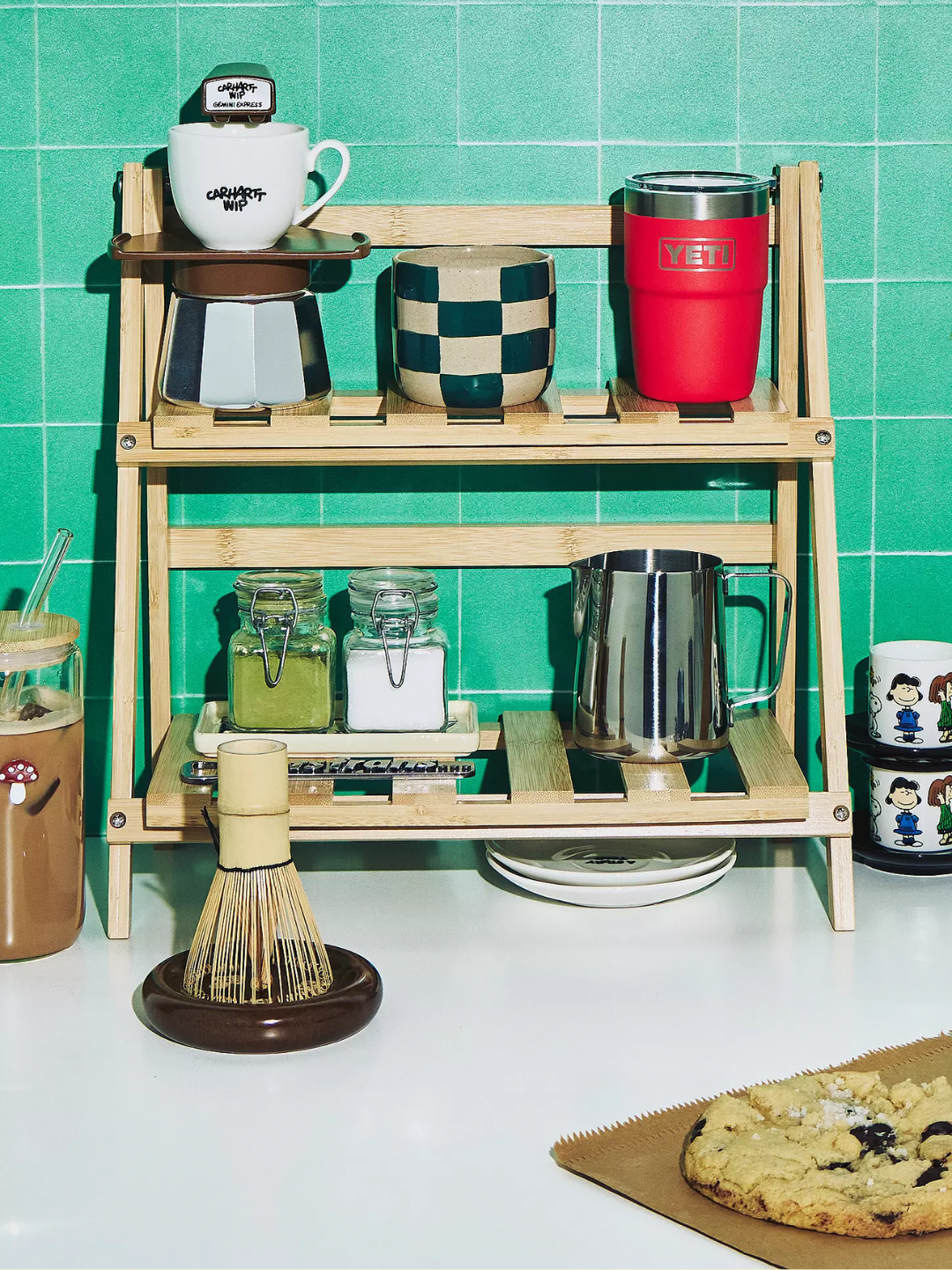 A two-tier matcha station shelf from Urban Outfitters
